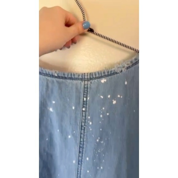 Forever 21 Denim Dress Tunic Top Raw Hem Short Sleeve Casual Blue Size L - Picture 4 of 4